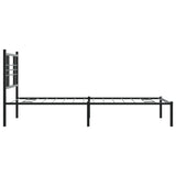 Metal Bed Frame without Mattress with Headboard Black 107x203cm