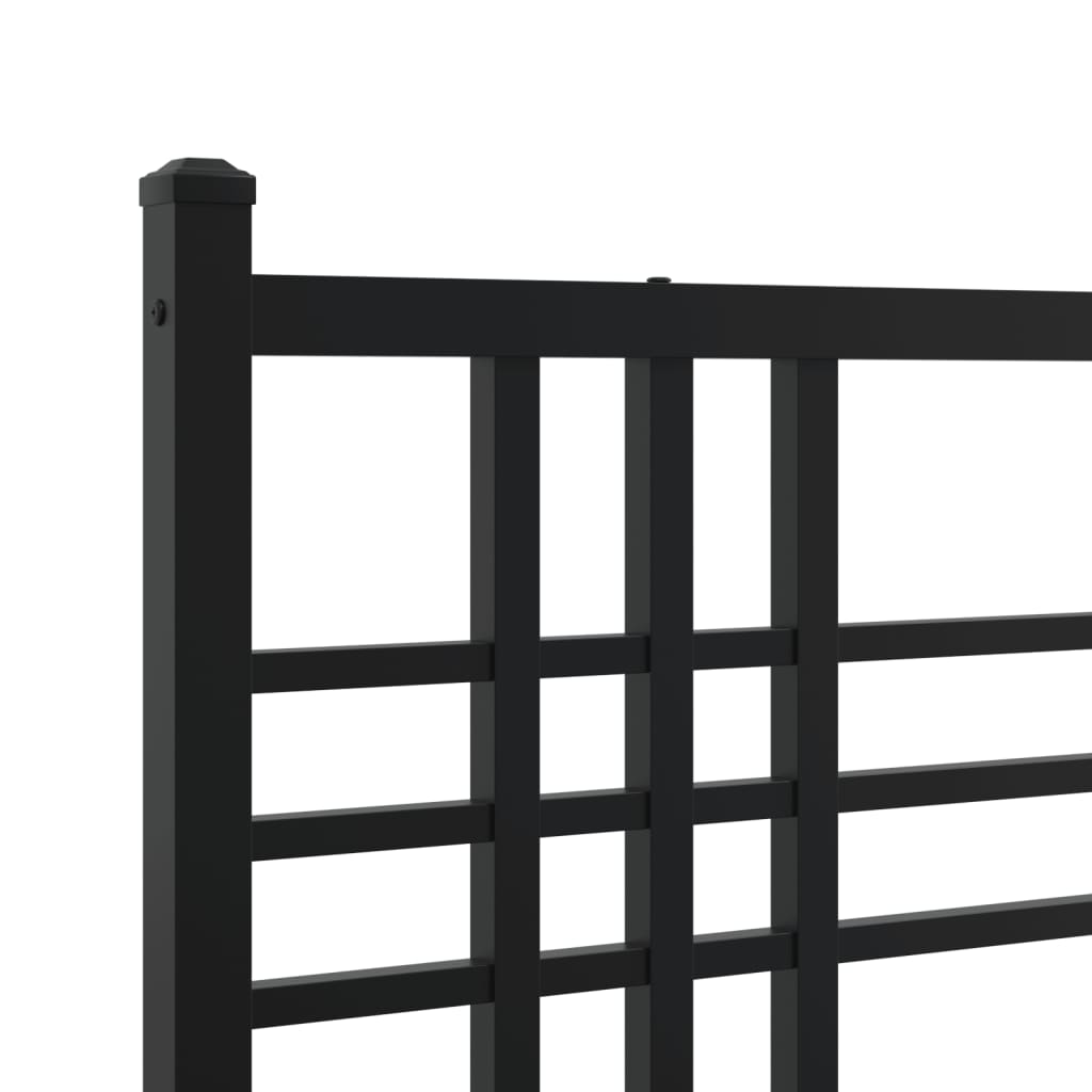 Metal Bed Frame without Mattress with Headboard Black 107x203cm