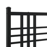 Metal Bed Frame without Mattress with Headboard Black 107x203cm
