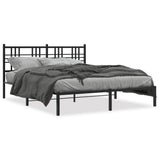 Metal Bed Frame without Mattress with Headboard Black 150x200cm