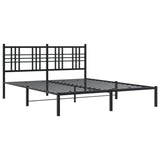 Metal Bed Frame without Mattress with Headboard Black 150x200cm