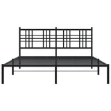 Metal Bed Frame without Mattress with Headboard Black 150x200cm