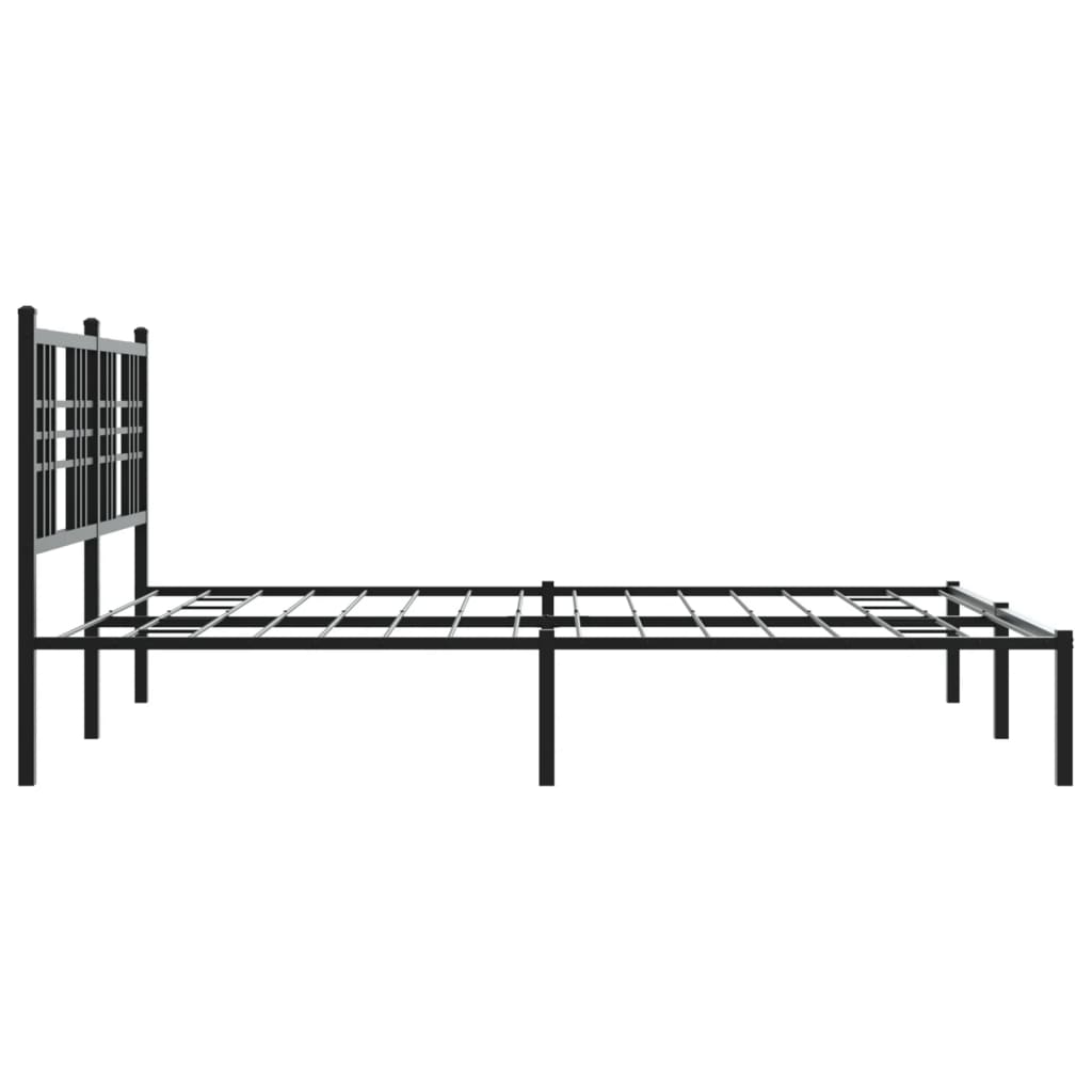 Metal Bed Frame without Mattress with Headboard Black 150x200cm