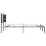 Metal Bed Frame without Mattress with Headboard Black 150x200cm