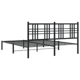 Metal Bed Frame without Mattress with Headboard Black 150x200cm