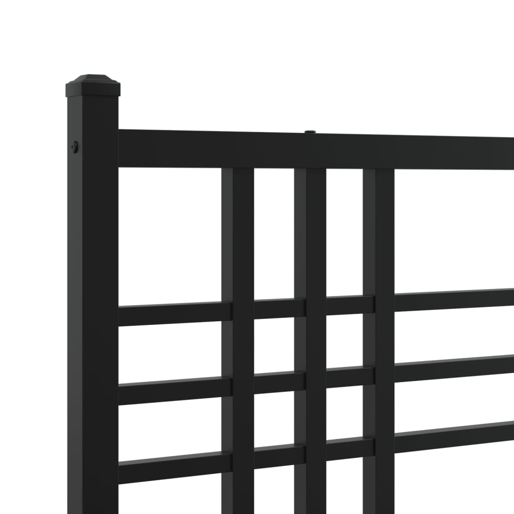 Metal Bed Frame without Mattress with Headboard Black 150x200cm