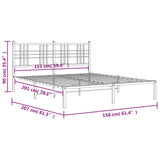 Metal Bed Frame without Mattress with Headboard Black 150x200cm