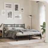 Metal Bed Frame without Mattress with Headboard Black 150x200cm