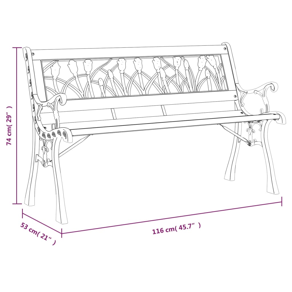 Garden Bench 116 Cm Solid Wood Fir And Steel
