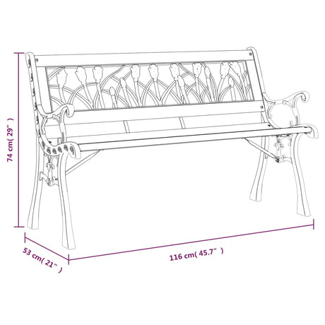 Garden Bench 116 Cm Solid Wood Fir And Steel