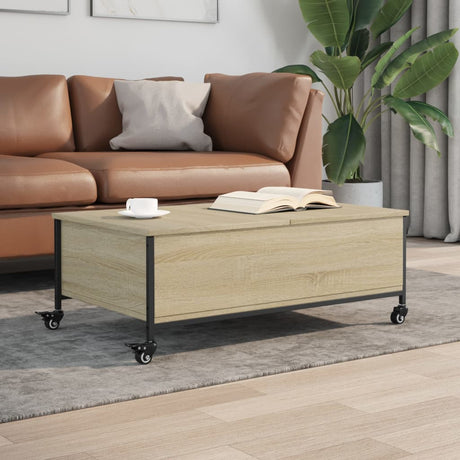 Coffee Table With Wheels 91X55X34 Cm Engineered Wood