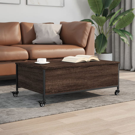 Coffee Table With Wheels 91X55X34 Cm Engineered Wood