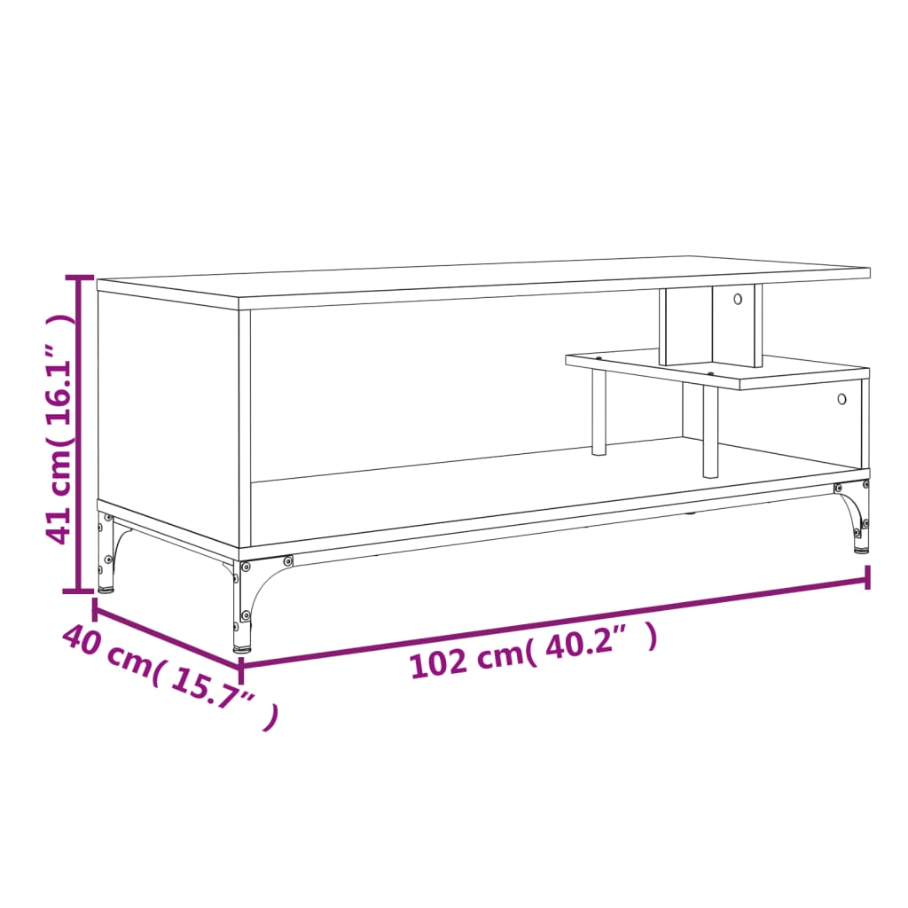 Tv Cabinet 102X40X41 Cm Engineered Wood And Powder-Coated Steel