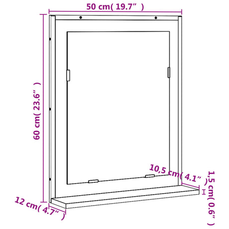 Bathroom Mirror With Shelf 50X12X60 Cm Engineered Wood