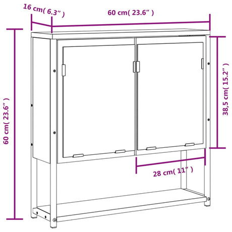 Bathroom Mirror Cabinet 60X16X60 Cm Engineered Wood