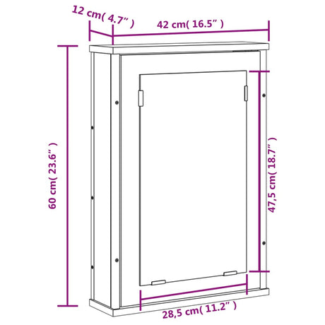 Bathroom Mirror Cabinet 42X12X60 Cm Engineered Wood