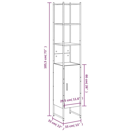 Bathroom Cabinet 33X33X185.5 Cm Engineered Wood
