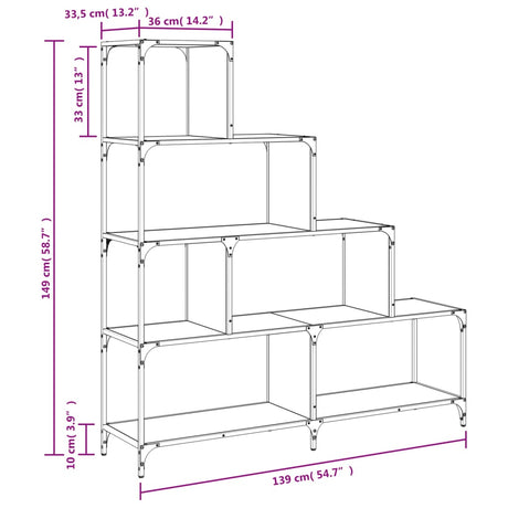 Bookcase 4-Stair 139X33.5X149 Cm Engineered Wood