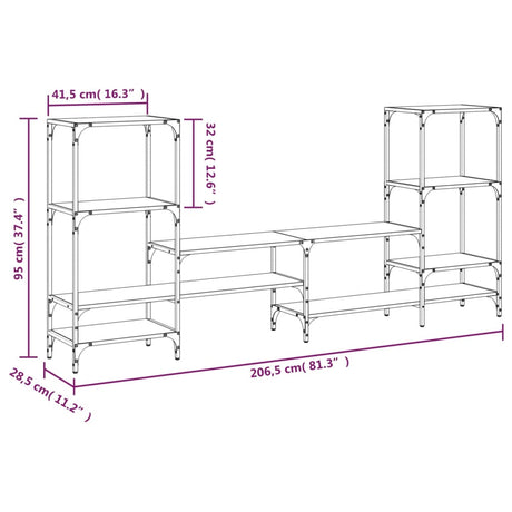 Tv Cabinet 206.5X28.5X95 Cm Engineered Wood