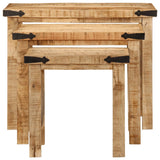 Nesting Side Tables 3 Pcs Solid Rough Wood Mango