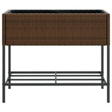 Garden Planter with Shelf Brown Poly Rattan