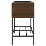 Garden Planter with Shelf Brown Poly Rattan