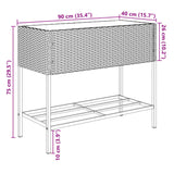 Garden Planter with Shelf Brown Poly Rattan