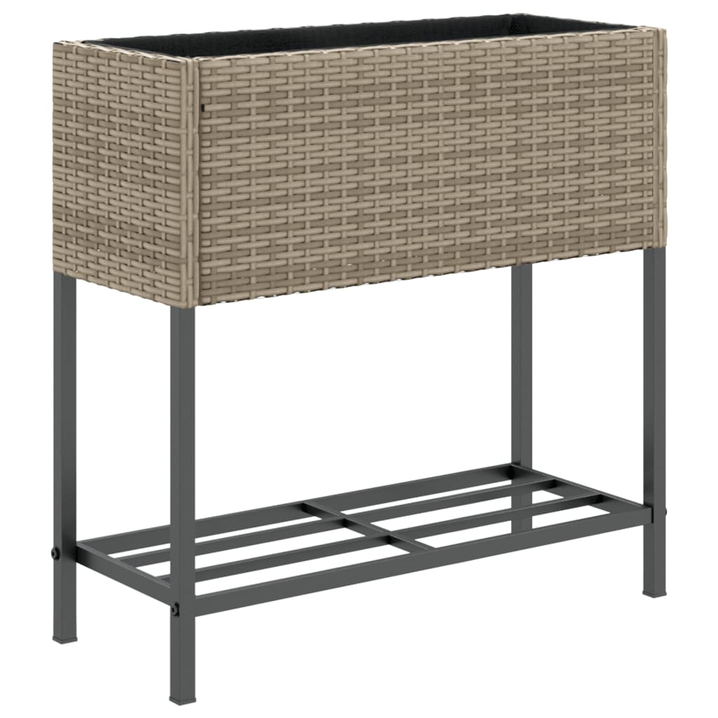 Garden Planter With Shelf Poly Rattan