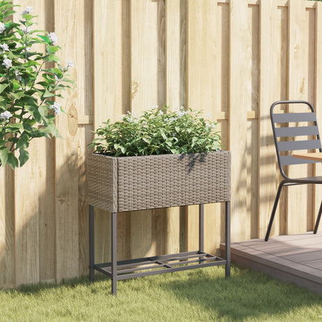 Garden Planter With Shelf Poly Rattan