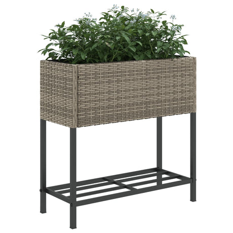 Garden Planter With Shelf Poly Rattan