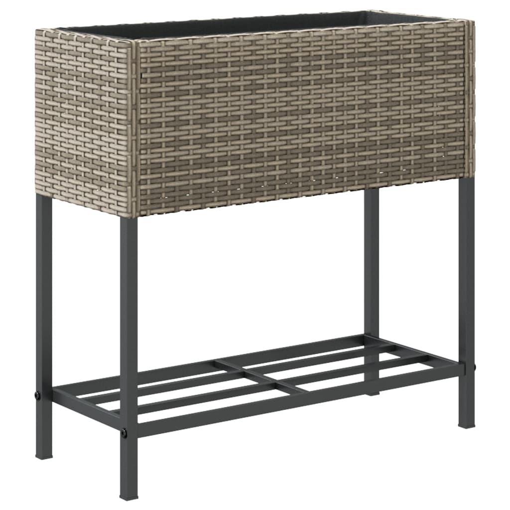 Garden Planter With Shelf Poly Rattan