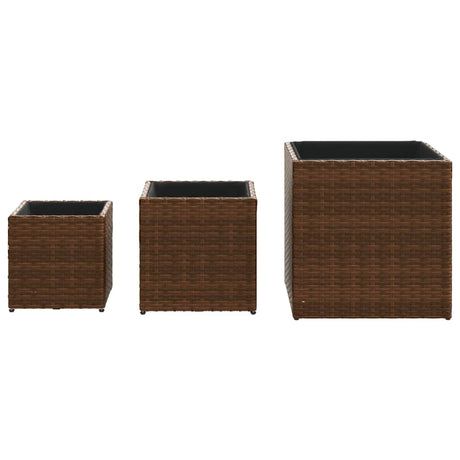 Garden Planters 3 Pcs Poly Rattan