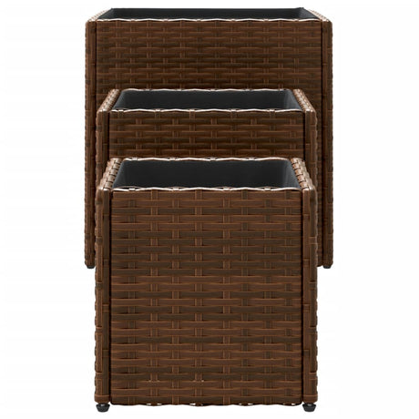Garden Planters 3 Pcs Poly Rattan