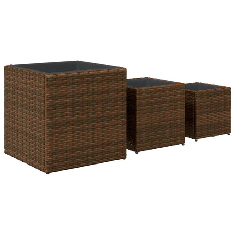 Garden Planters 3 Pcs Poly Rattan
