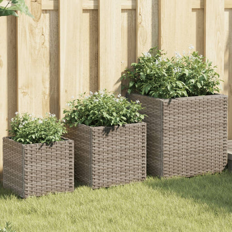 Garden Planters 3 Pcs Poly Rattan
