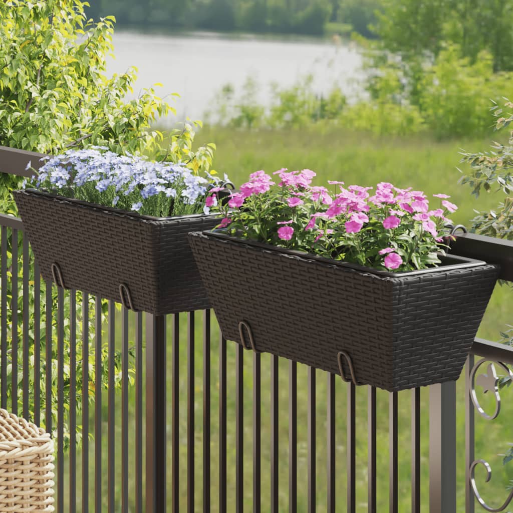 Planters With Hooks 2 Pcs Poly Rattan