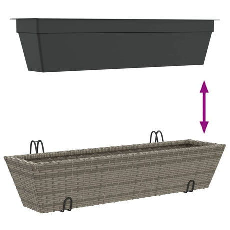 Planters With Hooks 2 Pcs Poly Rattan