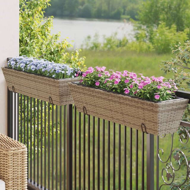 Planters With Hooks 2 Pcs Poly Rattan