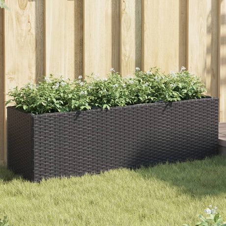 Garden Planter With Wheels And 3 Pots Poly Rattan
