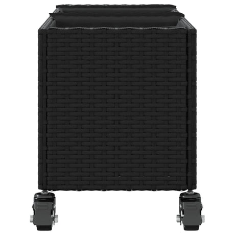 Garden Planter With Wheels And 3 Pots Poly Rattan