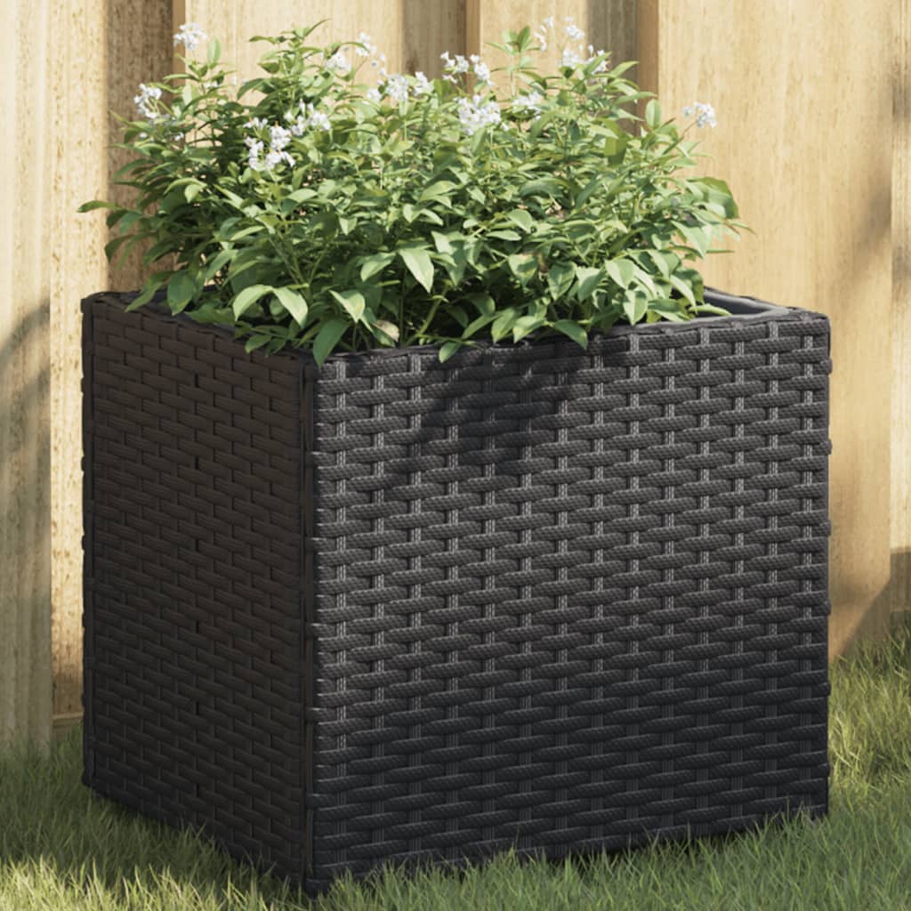 Garden Planter With Wheels And 3 Pots Poly Rattan
