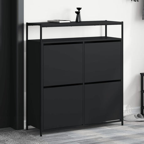 Shoe Cabinet With 4 Flip-Drawers 100X34X112 Cm