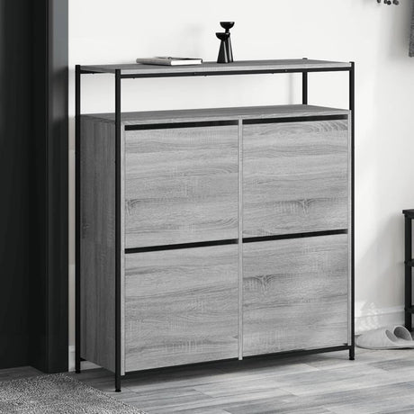 Shoe Cabinet With 4 Flip-Drawers 100X34X112 Cm
