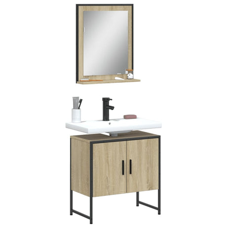 2 Piece Bathroom Cabinet Set Engineered Wood