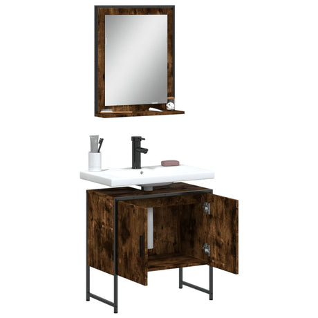 2 Piece Bathroom Cabinet Set Engineered Wood