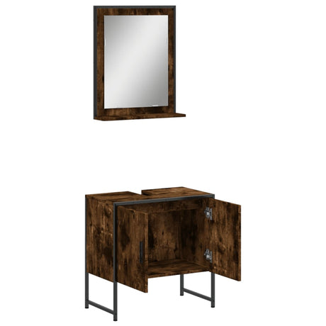 2 Piece Bathroom Cabinet Set Engineered Wood