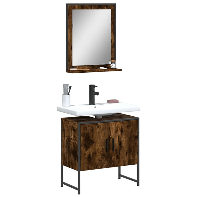 2 Piece Bathroom Cabinet Set Engineered Wood