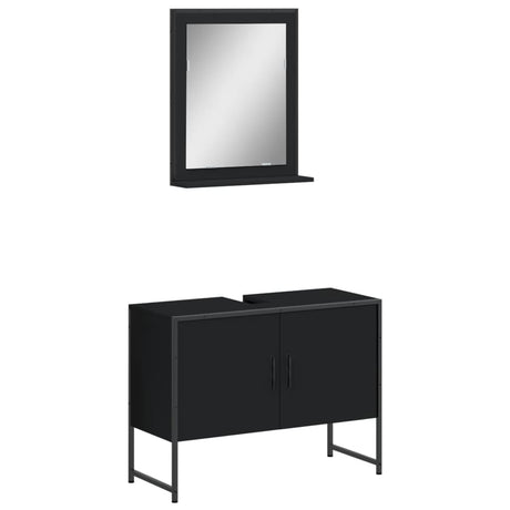 2 Piece Bathroom Cabinet Set Engineered Wood