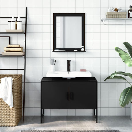 2 Piece Bathroom Cabinet Set Engineered Wood