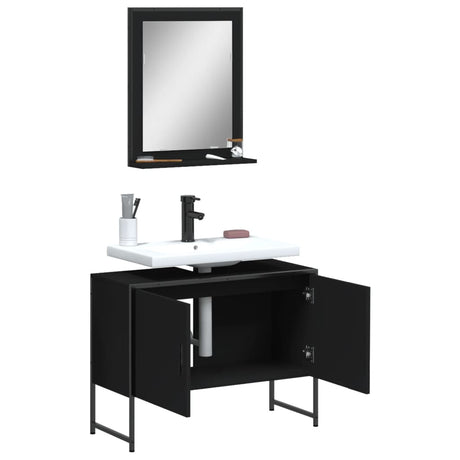 2 Piece Bathroom Cabinet Set Engineered Wood